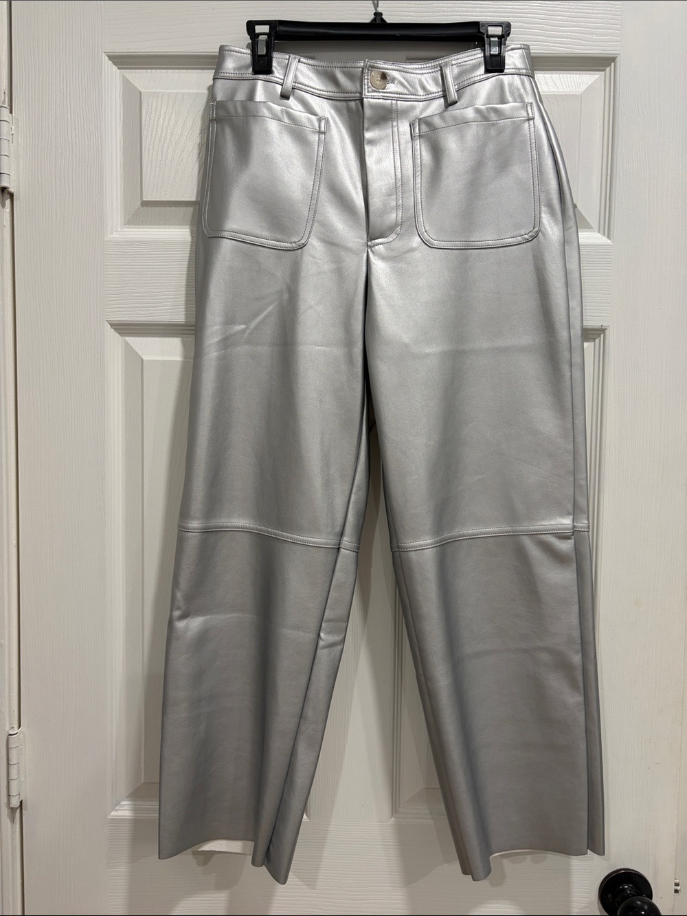 Vince Camuto Silver Faux Leather Wide-Leg Pants